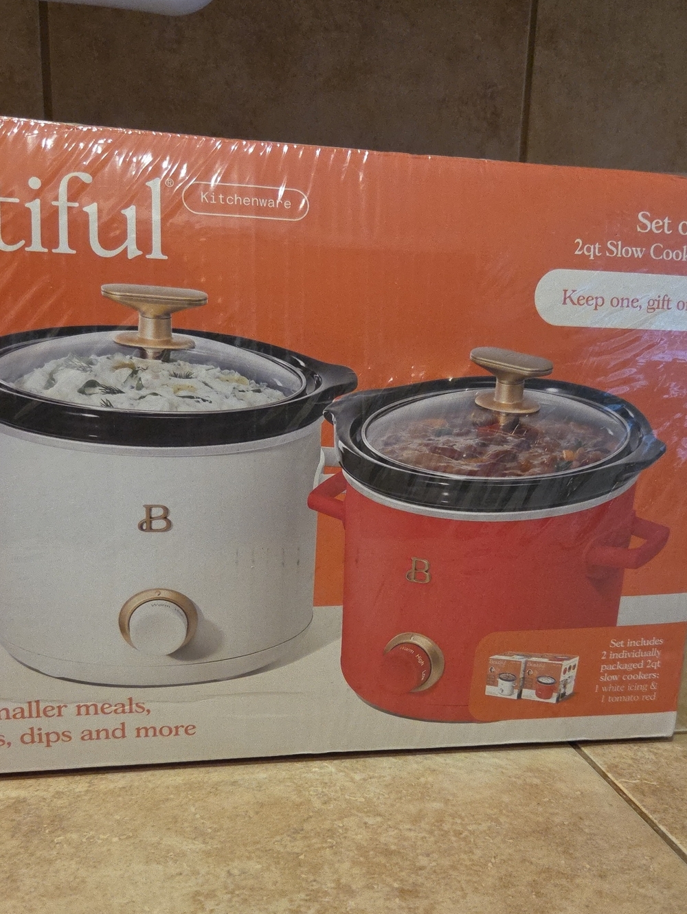 Kitchenware Mini Slow Cooker Set - White & Red